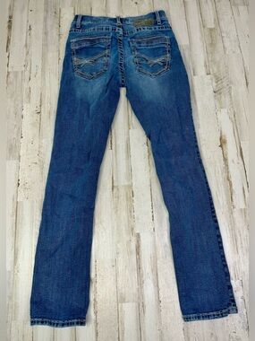 BKE Buckle Woman’s Alec Straight Leg Jeans 28S Blue Denim Stretch Low Waist